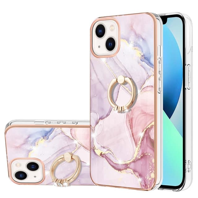 SKALO iPhone 14 Marmor TPU Skal Med Ring - Motiv 2