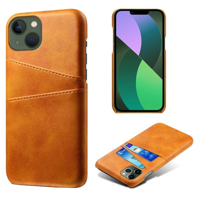 SKALO iPhone 14 Plus PU-læder Kortholder Cover - Lys brun