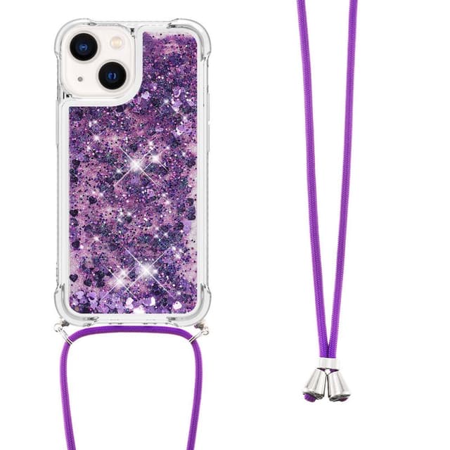 SKALO iPhone 14 Plus Kvicksand Glitter Mobile Collar - Lilla