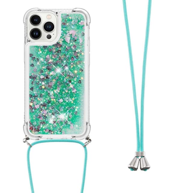 SKALO iPhone 14 Pro Juoksuhiekka Glitter Mobile kaulapanta - Turkoosi