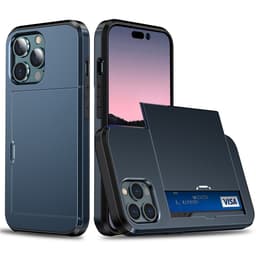 SKALO iPhone 14 Pro Armor Suojakuori korttikotelo - Sininen