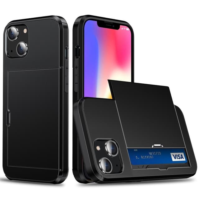SKALO iPhone 14 Plus Armor Suojakuori korttikotelo - Musta