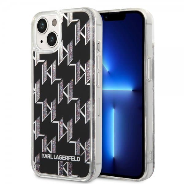 Karl Lagerfeld iPhone 14 Cover Liquid Glitter Monogram Sort