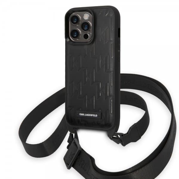 Karl Lagerfeld iPhone 14 Pro Cover Crossbody Strap Sort