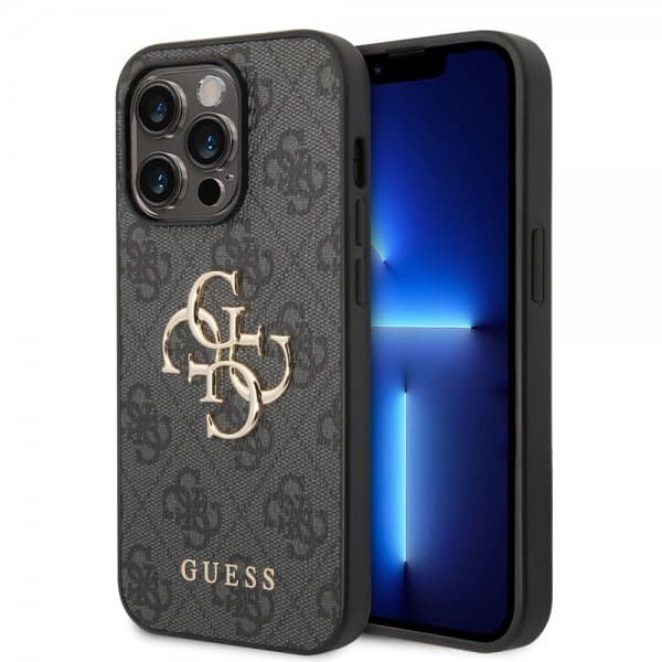 Guess iPhone 14 Pro Cover Big Metal Logo Grå