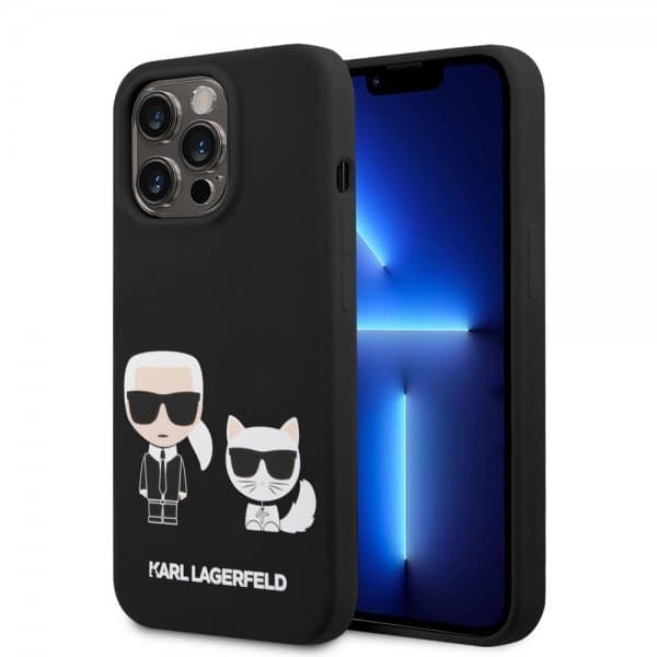 Karl Lagerfeld iPhone 14 Pro Max Cover Liquid Silicone Karl & Choupette MagSafe Sort