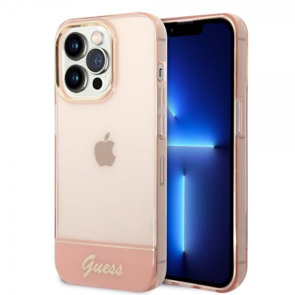Guess iPhone 14 Pro Skal Translucent Rosa