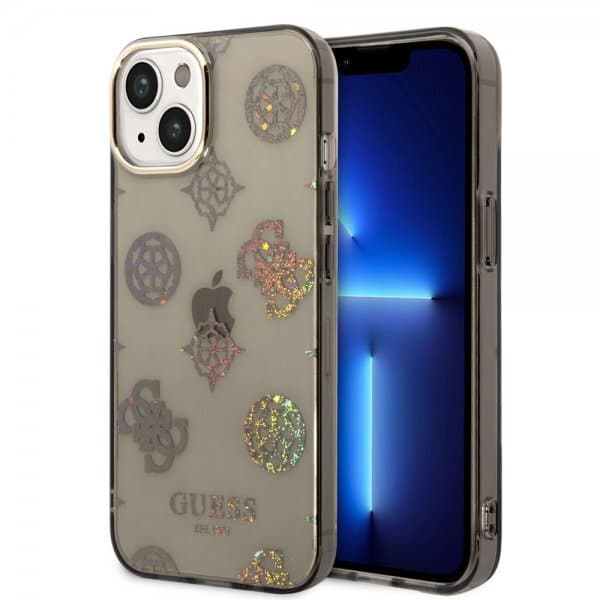 Guess iPhone 14 Cover Peony Glitter Sort