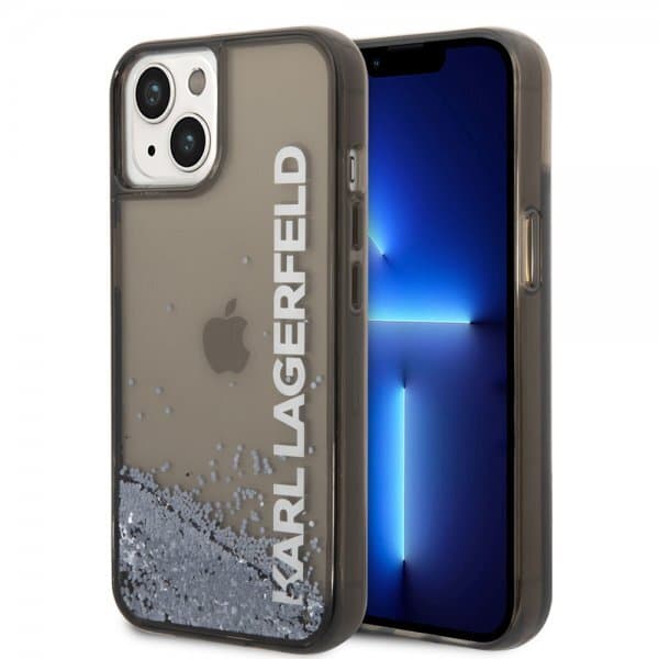 Karl Lagerfeld iPhone 14 Plus Skal Liquid Glitter Translucent Svart