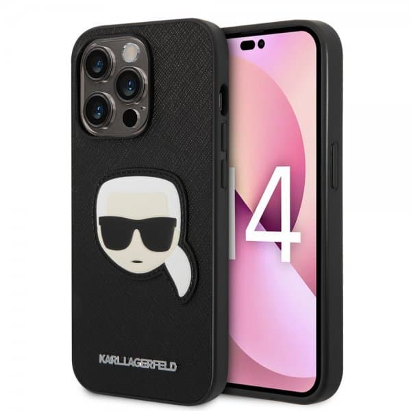Karl Lagerfeld iPhone 14 Pro Skal Saffiano Karl Svart