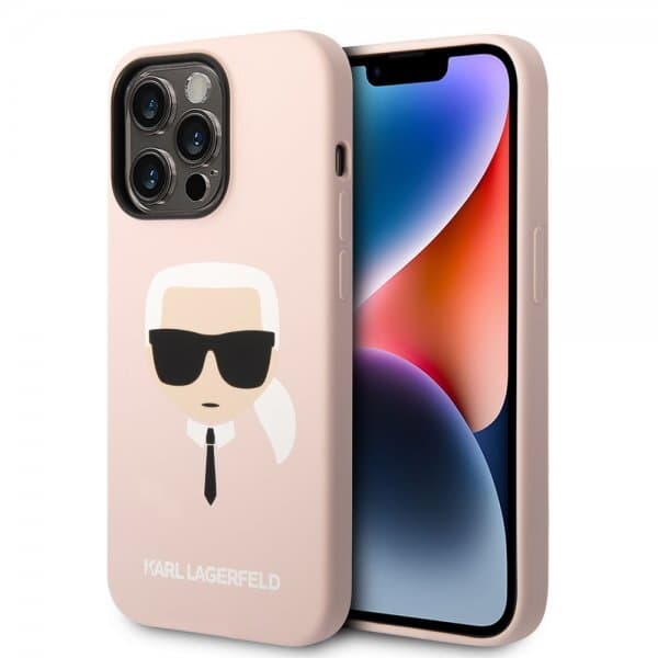 Karl Lagerfeld iPhone 14 Pro Cover Liquid Silicone Karl Lyserød
