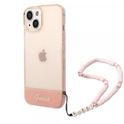 Guess iPhone 14 Plus Cover Translucent with Strap Lyserød