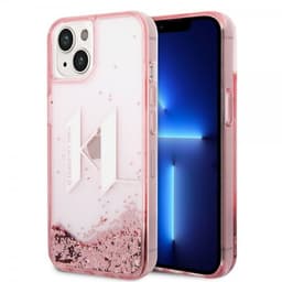 Karl Lagerfeld iPhone 14 Cover Liquid Glitter Big Logo Lyserød