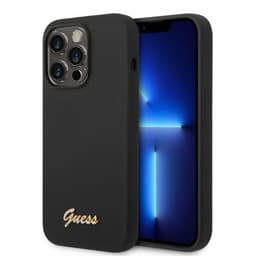 Guess iPhone 14 Pro Skal Liquid Silicone Metal Logo Svart