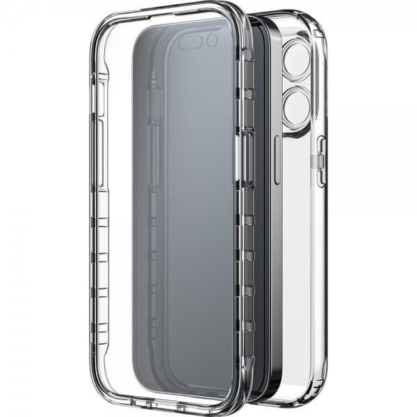 Black Rock iPhone 14 Pro Max Cover 360° Real Glass Case Sort Klar