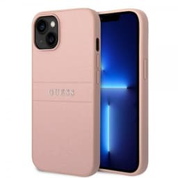 Guess iPhone 14 Skal Saffiano Metal Logo Stripes Rosa