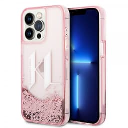 Karl Lagerfeld iPhone 14 Pro Max Kuori Liquid Glitter Big Logo Vaaleanpunainen