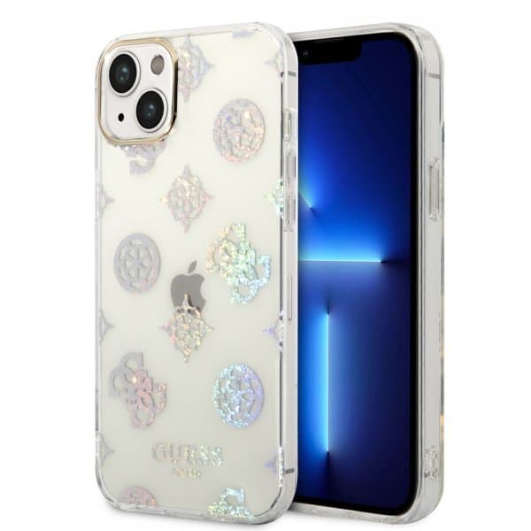 Guess iPhone 14 Plus Skal Peony Glitter Vit