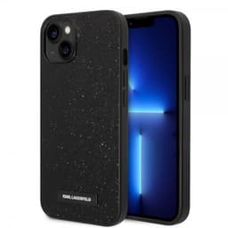 Karl Lagerfeld iPhone 14 Plus Cover Solid Glitter Plaque Logo Sort