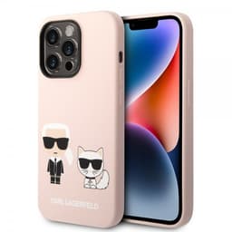 Karl Lagerfeld iPhone 14 Pro Cover Liquid Silicone Karl & Choupette MagSafe Lyserød