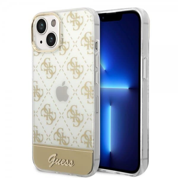 Guess iPhone 14 Plus Deksel Bottom Stripe Script Logo Gull
