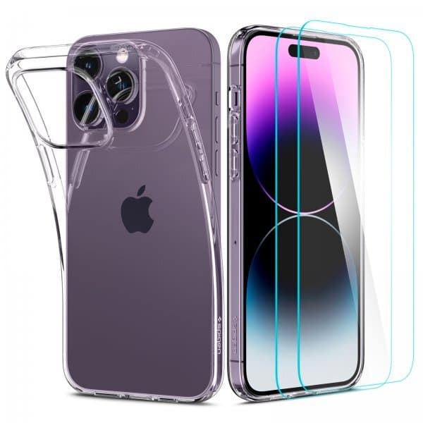 Spigen iPhone 14 Pro Max Skal med Skärmskydd Crystal Pack Crystal Clear