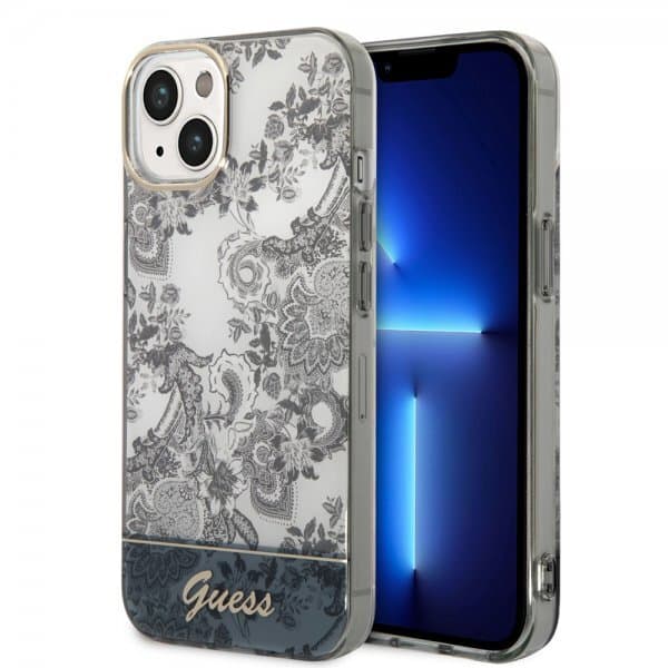 Guess iPhone 14 Plus Skal Toile de Jouy Grå