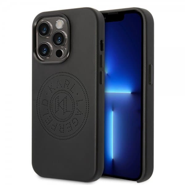 Karl Lagerfeld iPhone 14 Pro Max Cover Logo Perforeret Sort