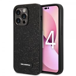 Karl Lagerfeld iPhone 14 Pro Deksel Solid Glitter Plaque Logo Svart
