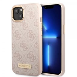 Guess iPhone 14 Plus Skal Metal Plate Logo MagSafe Rosa