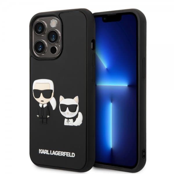 Karl Lagerfeld iPhone 14 Pro Max Skal 3D Rubber Karl & Choupette Svart