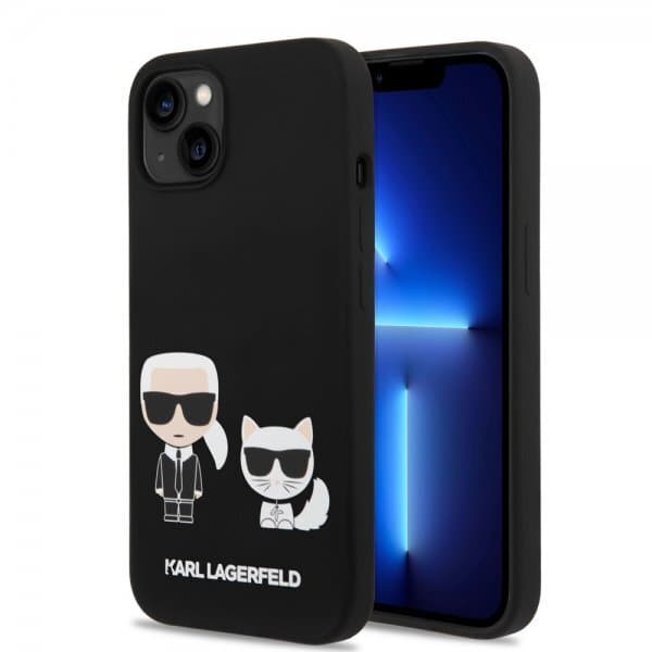 Karl Lagerfeld iPhone 14 Plus Skal Liquid Silicone Karl & Choupette MagSafe Svart