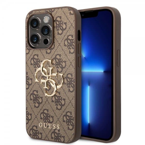 Guess iPhone 14 Pro Skal Big Metal Logo Brun