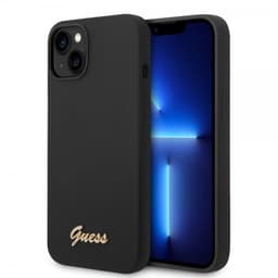 Guess iPhone 14 Plus Cover Liquid Silicone Metal Logo Sort
