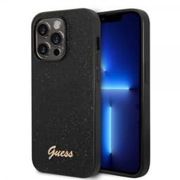 Guess iPhone 14 Pro Cover Glitter Flakes Metal Logo Sort