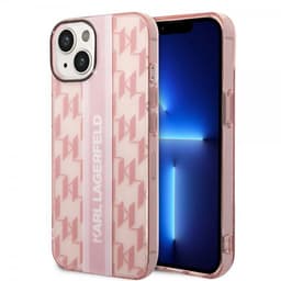 Karl Lagerfeld iPhone 14 Skal Monogram Vertical Stripe Rosa