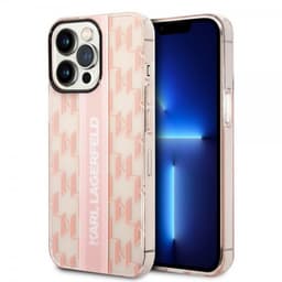 Karl Lagerfeld iPhone 14 Pro Deksel Monogram Vertical Stripe Rosa