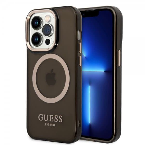 Guess iPhone 14 Pro Deksel Translucent MagSafe Svart