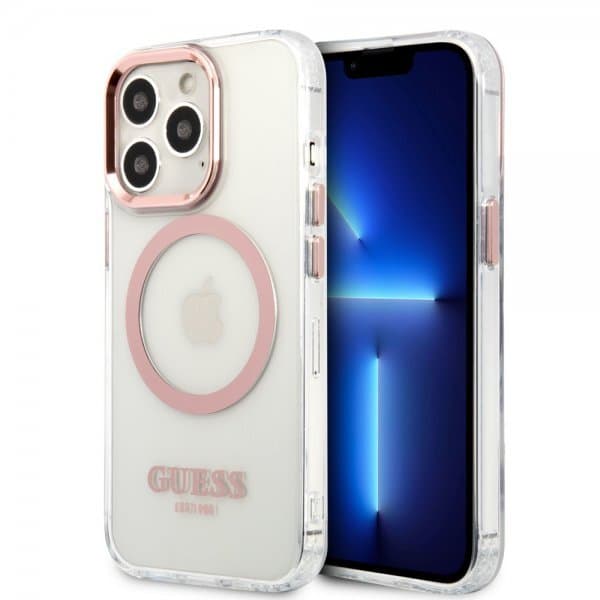 Guess iPhone 13 Pro Cover Transparent MagSafe Lyserød Transparent