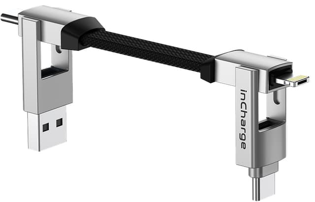 Ladd och datakabel Apple, Android, Lightning, Micro USB & USB-C 6 in 1 InCharge 6 Moon White