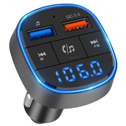 Bluetooth 5.0 sender for biler QC3.0 billader Sort