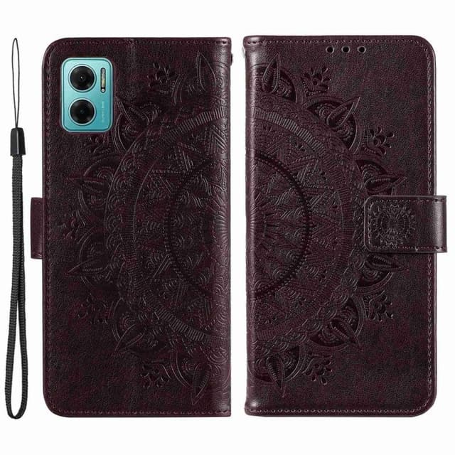 SKALO Xiaomi Redmi 10 5G Mandala Plånboksfodral - Brun