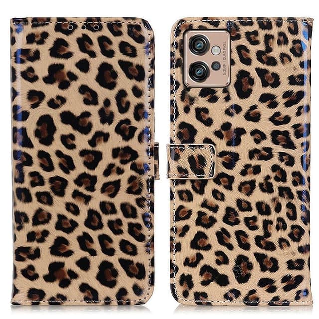 SKALO Motorola Moto G32 4G Leopardmønstret pungetui i PU-læder