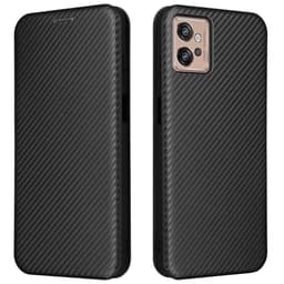 SKALO Motorola Moto G32 4G Carbon Fiber Pungetui - Sort