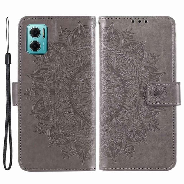 SKALO Xiaomi Redmi 10 5G Mandala Plånboksfodral - Grå
