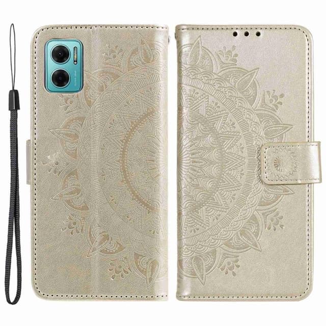 SKALO Xiaomi Redmi 10 5G Mandala Plånboksfodral - Guld