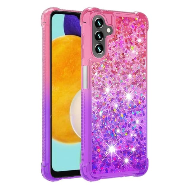 SKALO Samsung A13 5G Kvicksand Glitter Hjerter TPU Cover - Pink-Lilla