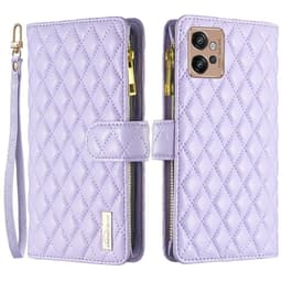 SKALO Motorola Moto G32 4G BINFEN COLOR Iso Tikattu Lompakkokotelo - Violetti