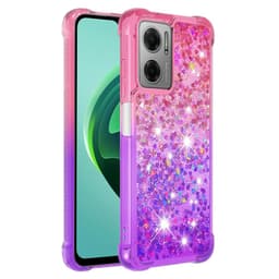 SKALO Xiaomi Redmi 10 5G Kvicksand Glitter Hjerter TPU Cover - Pink-Lilla