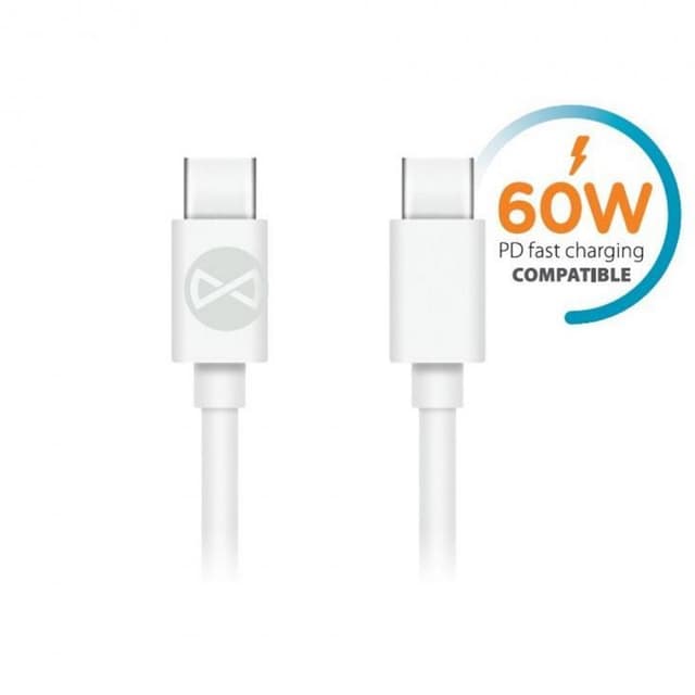 Forever kabel USB-C - USB-C 1,0 m 3A, Vit